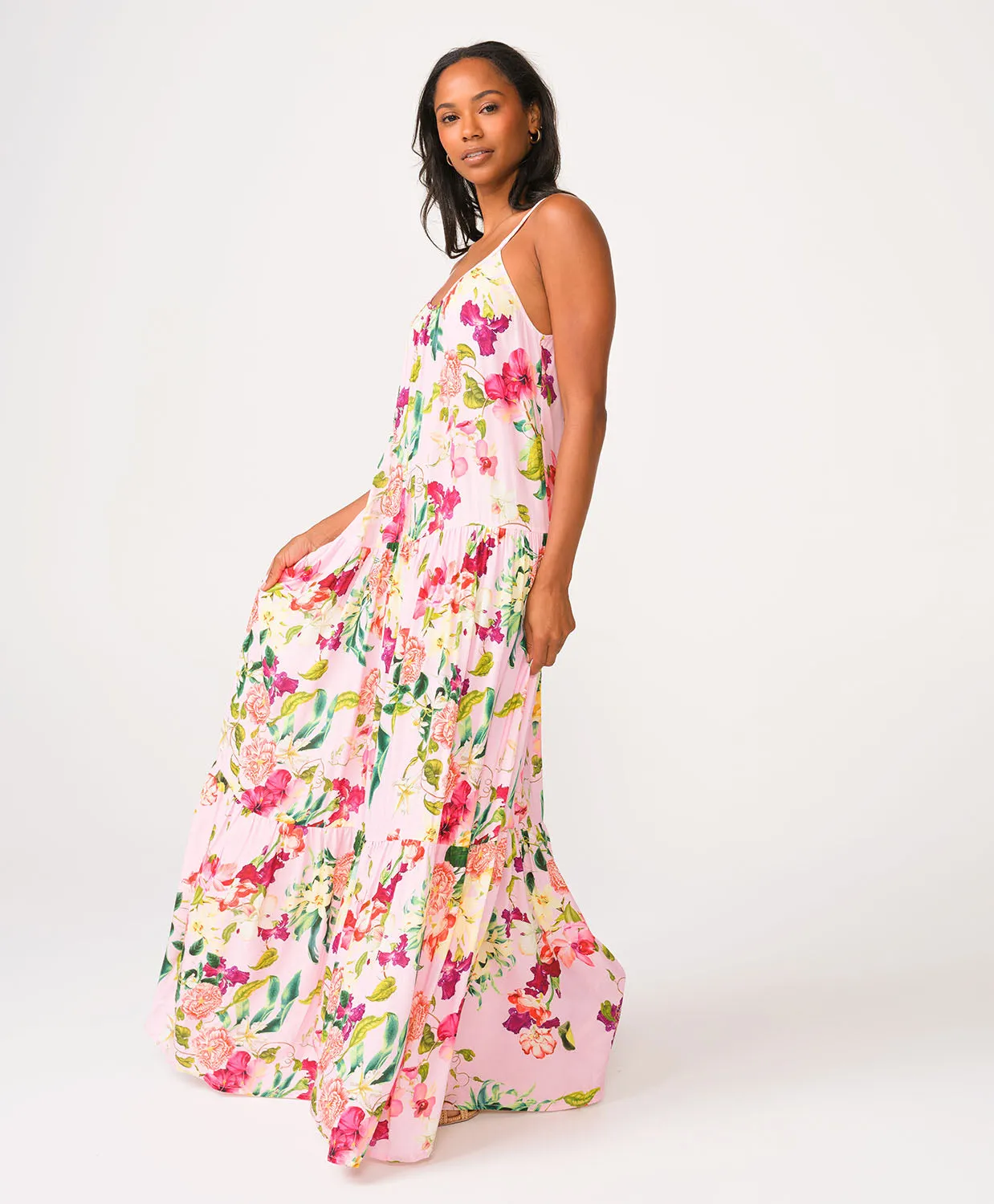 Summer Hibiscus Aaron Long Dress