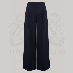 Tailored Audrey Trousers in Navy Pinstripe