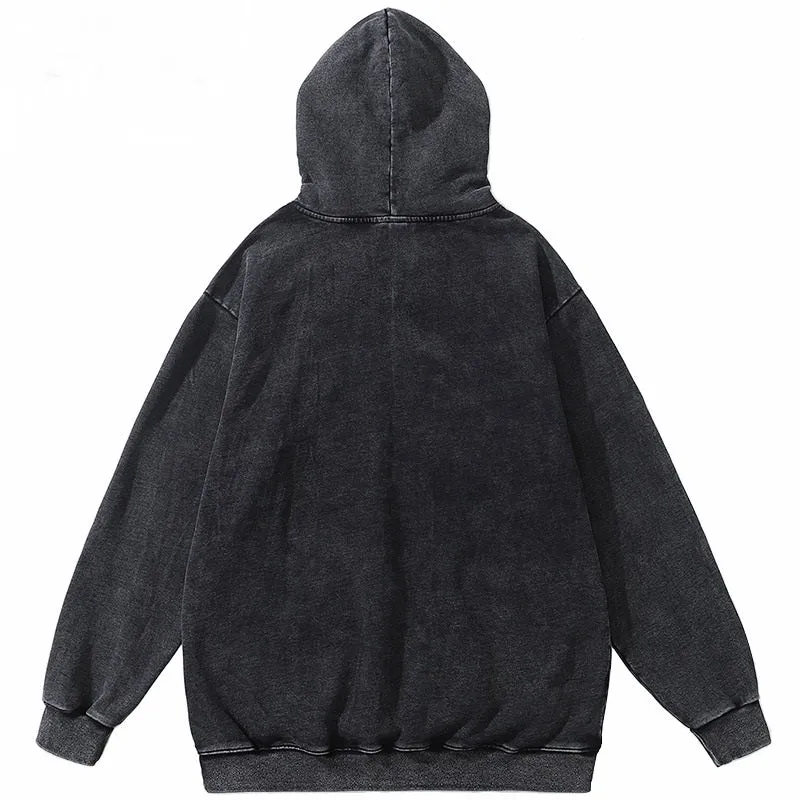 Washed Anime Hoodie Oversized