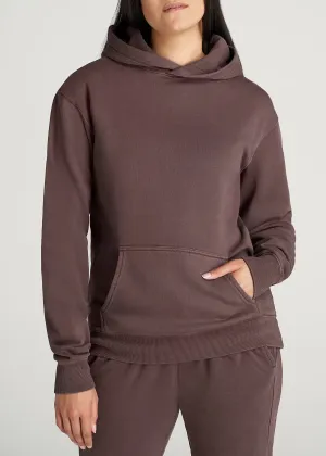 Wearever Fleece Garment-Dyed Pullover Hoodie for Tall Women in Dusty Merlot