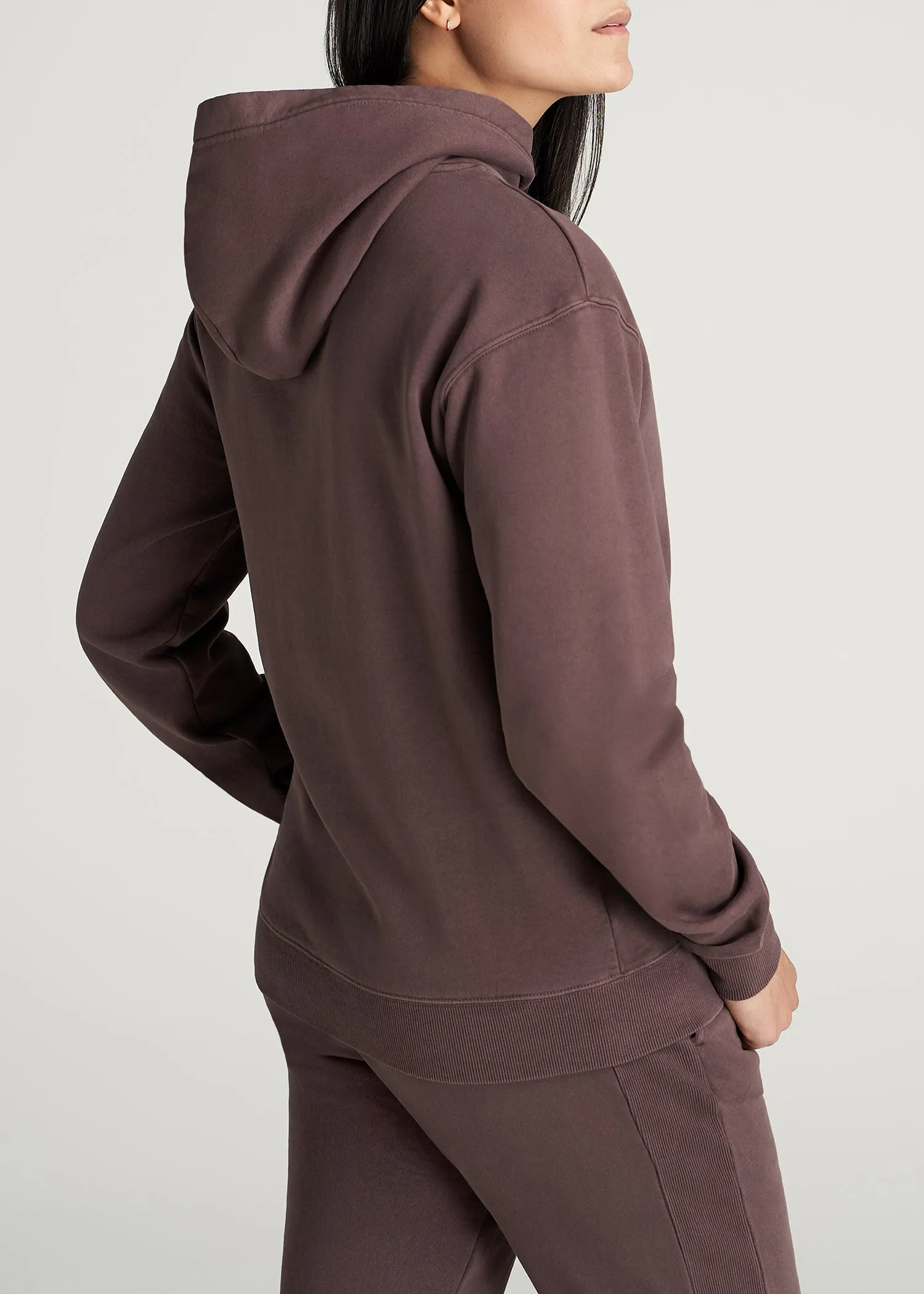 Wearever Fleece Garment-Dyed Pullover Hoodie for Tall Women in Dusty Merlot