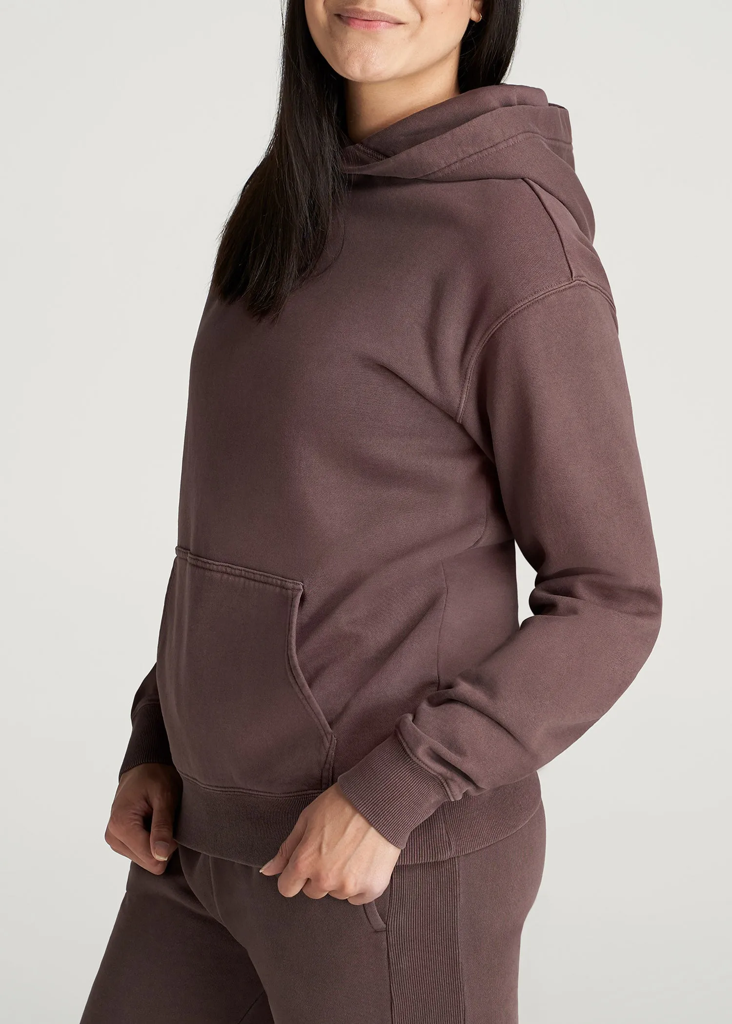 Wearever Fleece Garment-Dyed Pullover Hoodie for Tall Women in Dusty Merlot