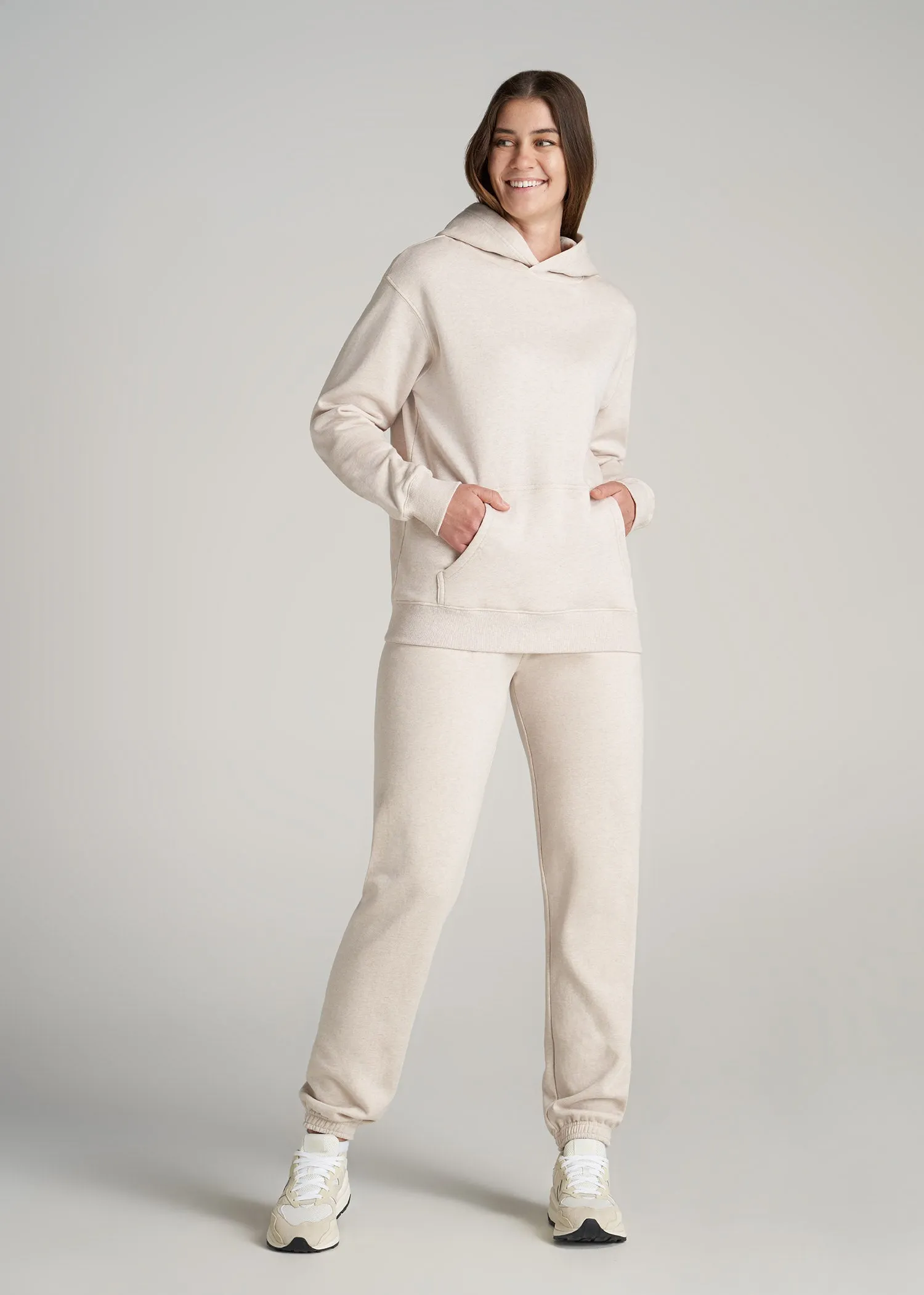 Wearever Fleece Relaxed Fit Women's Tall Hoodie in Oatmeal Mix