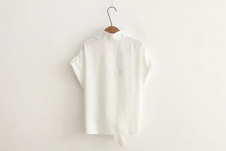 White Summer Blouse with Embroideries