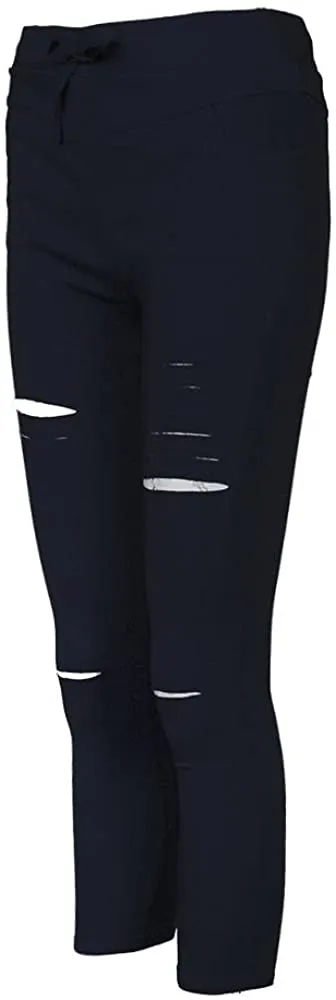 Women Skinny Ripped Pants High Waist Stretch Pencil Pants