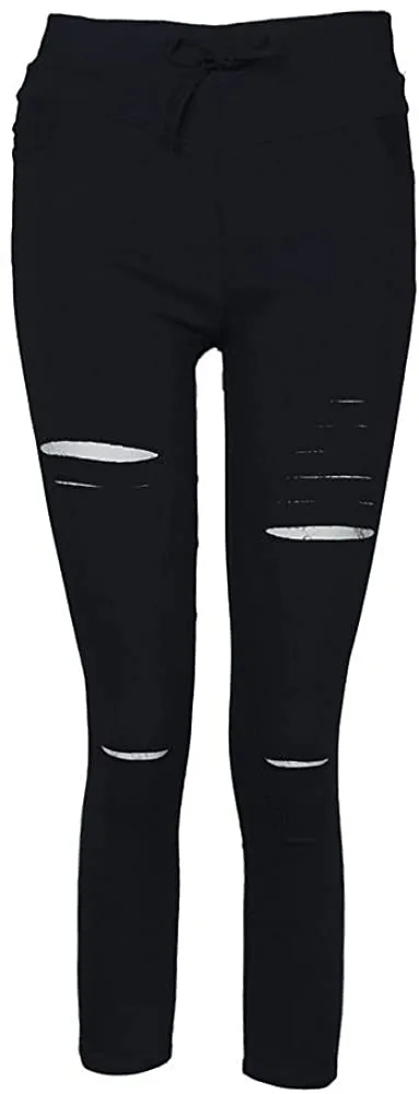 Women Skinny Ripped Pants High Waist Stretch Pencil Pants