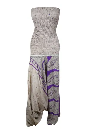 Womens Harem Jumpsuit Boho Beach Hippie Gypsy Gray Tube Romper Dress SM