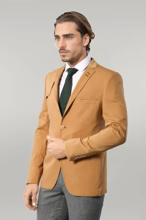 WSS Double Buttons Shoulder Piece Mono Lapel Yellow Jacket- - Singen